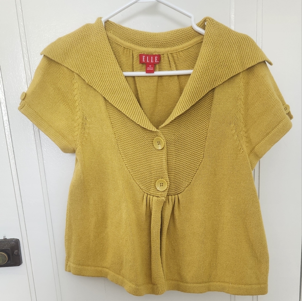Worn twice, gold yellow 2 button cardigan made by Elle